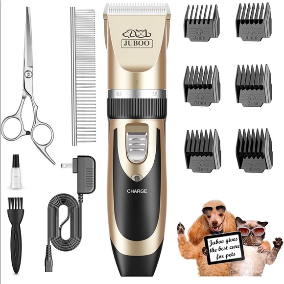 NEW! Dog Clippers Low Noise Professional Grooming Kit Rechargeable Cordless Gold